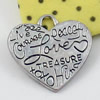 Pendant/Charm, Fashion Zinc Alloy Jewelry Findings, Lead-free, Heart 23x24mm, Sold by KG
