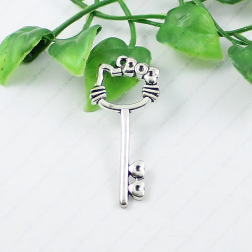 Pendant/Charm, Fashion Zinc Alloy Jewelry Findings, Lead-free, Key 51x23mm, Sold by KG