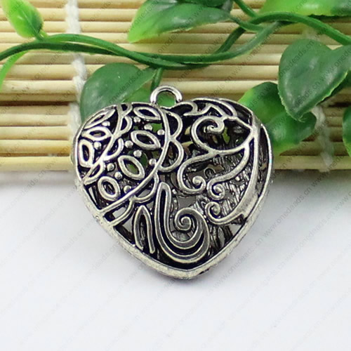 Hollow Bali Pendant, Zinc Alloy Jewelry Findings, Lead-free, Heart 40x40mm, Sold by KG