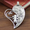 Pendant/Charm, Fashion Zinc Alloy Jewelry Findings, Lead-free, Heart 65x44mm, Sold by KG