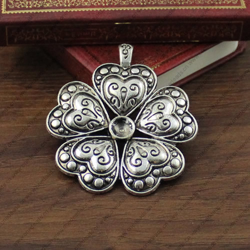 Pendant/Charm, Fashion Zinc Alloy Jewelry Findings, Lead-free, Flower 66x68mm, Sold by KG