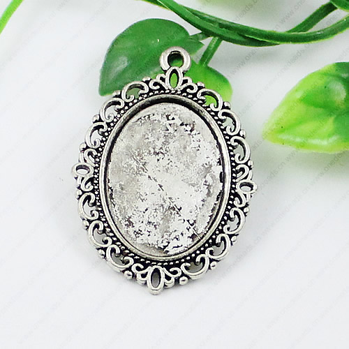 Zinc Alloy Cabochon Settings, Fashion jewelry findings, 39x19mm, inner dia:25x19mm, Sold by KG