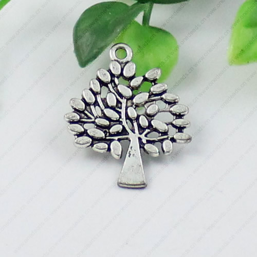 Pendant/Charm, Fashion Zinc Alloy Jewelry Findings, Lead-free, Tree 30x24mm, Sold by KG