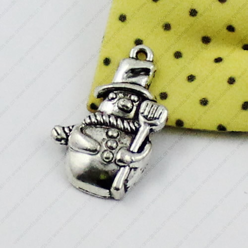 Pendant/Charm. Fashion Zinc Alloy Jewelry Findings. Lead-free. Snowman 28x18mm. Sold by KG