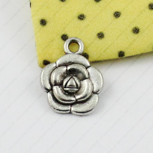 Pendant/Charm, Fashion Zinc Alloy Jewelry Findings, Lead-free, Flower 16x13mm, Sold by KG