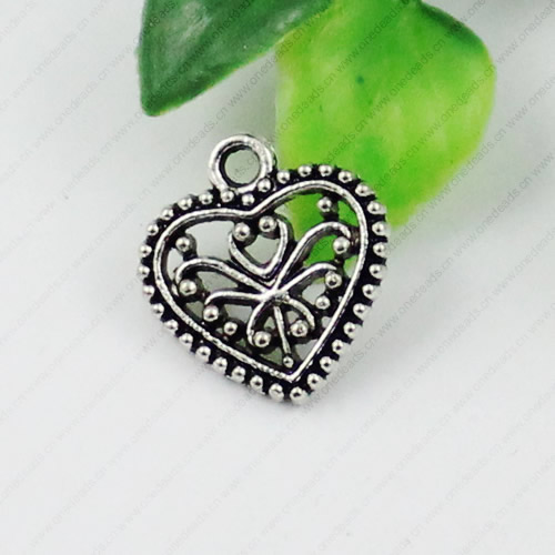 Pendant/Charm. Fashion Zinc Alloy Jewelry Findings. Lead-free. Heart 16x15mm Sold by KG