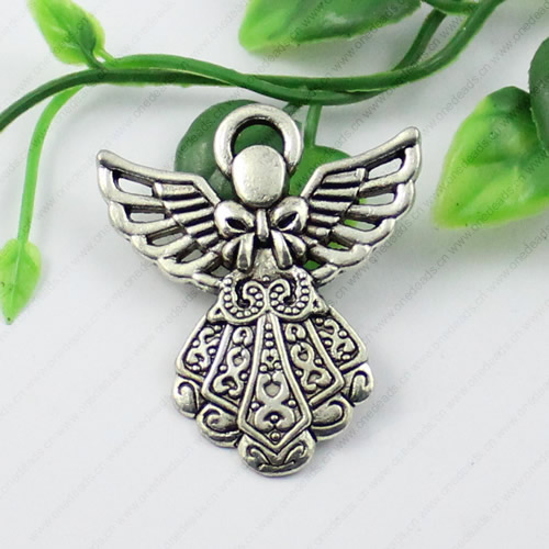Pendant/Charm, Fashion Zinc Alloy Jewelry Findings, Lead-free, Angel 43x37mm, Sold by KG