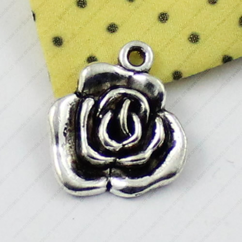 Pendant/Charm, Fashion Zinc Alloy Jewelry Findings, Lead-free, Flower 23x19mm, Sold by KG