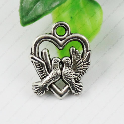 Pendant/Charm, Fashion Zinc Alloy Jewelry Findings, Lead-free, Heart 19x16mm, Sold by KG