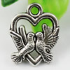 Pendant/Charm, Fashion Zinc Alloy Jewelry Findings, Lead-free, Heart 19x16mm, Sold by KG