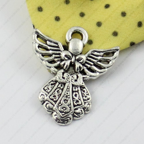 Pendant/Charm, Fashion Zinc Alloy Jewelry Findings, Lead-free, Angel 27x23mm, Sold by KG