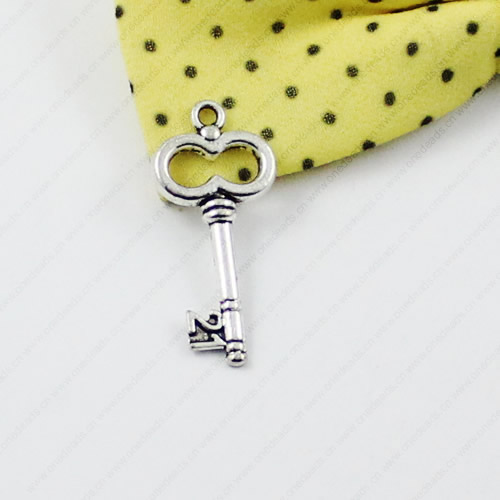 Pendant/Charm, Fashion Zinc Alloy Jewelry Findings, Lead-free, Key 29x14mm, Sold by KG