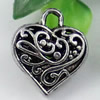 Hollow Bali Pendant, Zinc Alloy Jewelry Findings, Lead-free, Heart 22x20mm, Sold by KG