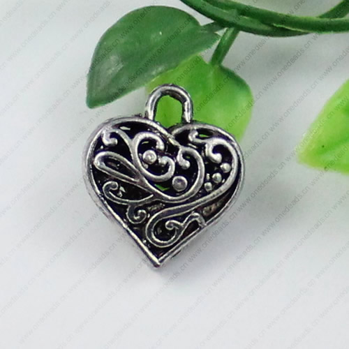 Hollow Bali Pendant, Zinc Alloy Jewelry Findings, Lead-free, Heart 22x20mm, Sold by KG