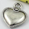 Pendant/Charm. Fashion Zinc Alloy Jewelry Findings. Lead-free. Heart  21x18mm. Sold by KG