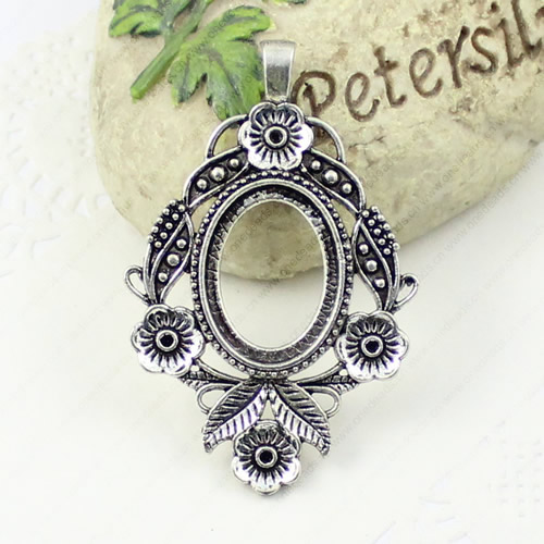 Zinc Alloy Pendant settings, Lead-free, Outside diameter:77x50mm, Interior diameter:22x30mm, Sold by KG