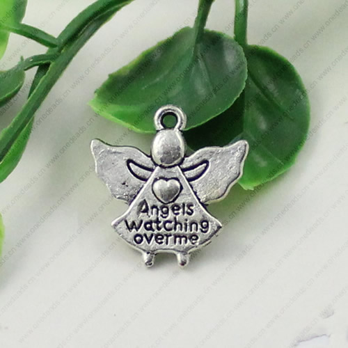 Pendant/Charm, Fashion Zinc Alloy Jewelry Findings, Lead-free, Angel 20x19mm, Sold by KG