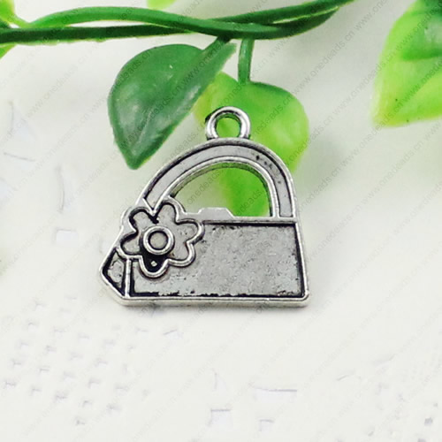 Pendant/Charm, Fashion Zinc Alloy Jewelry Findings, Lead-free, Handbag 22x22mm, Sold by KG