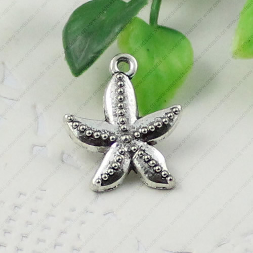 Pendant/Charm, Fashion Zinc Alloy Jewelry Findings, Lead-free, Star 23x19mm, Sold by KG
