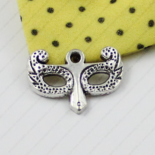 Pendant/Charm. Fashion Zinc Alloy Jewelry Findings. Lead-free. Face mask 15x21mm. Sold by KG