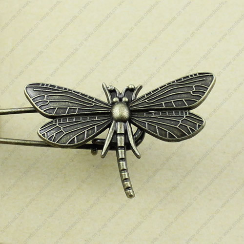 Zinc alloy brooch, Fashion jewelry Brooch, Antique bronze Length:69mm, Head size:48x30mm, Sold by PC 