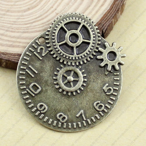 Pendant. Fashion Zinc Alloy jewelry findings.Clocks ang Watches 43x46.5mm. Sold by KG