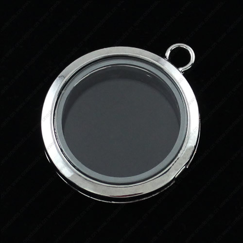 Fashion Alloy Round Magnetic Glass Floating Charm Locket pendant, For Necklace DIY Jewelry Making Accessories 30x35x7mm, Sold by PC