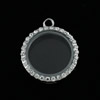 Fashion Alloy CrystalRound Magnetic Glass Floating Charm Locket pendant, For Necklace DIY Jewelry Making Accessories 30x35x7mm, Sold by PC
