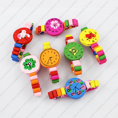 Wooden Beads, Fashion DIY-accessories for Bracelet/Necklace Mixed color wrist watch 30mm, Sold by Dozen