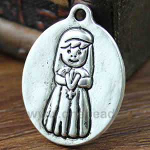 Metal Zinc Alloy Silver Tone Spanish Charm Pendant For Necklace DIY Jewelry Making Accessories Girl Sold by KG