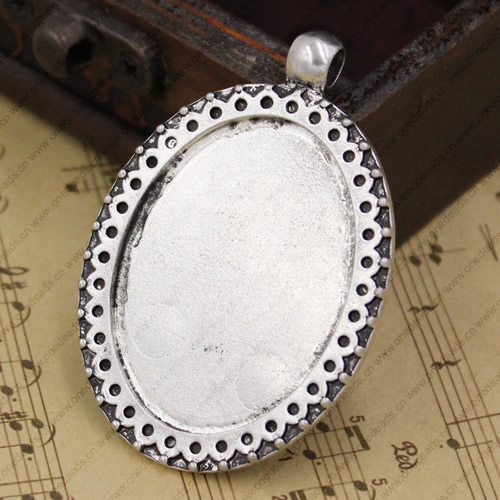Zinc Alloy Cabochon Settings. Fashion Jewelry Findings. 40x67mm Inner dia: 30x41mm. Sold by PC