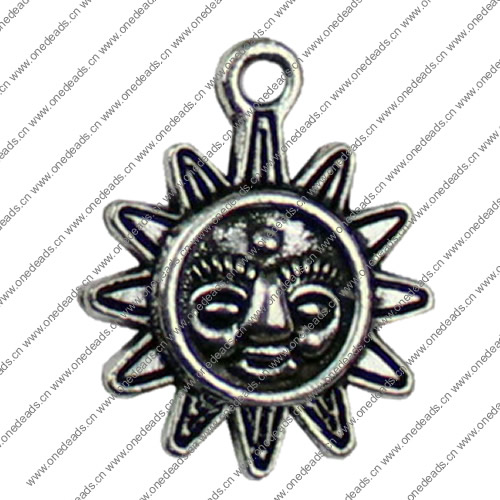 Pendant. Fashion Zinc Alloy jewelry findings. Sun 20x17mm. Sold by KG