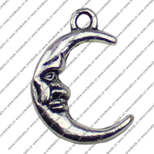 Pendant. Fashion Zinc Alloy jewelry findings.Moon 22x15mm. Sold by KG