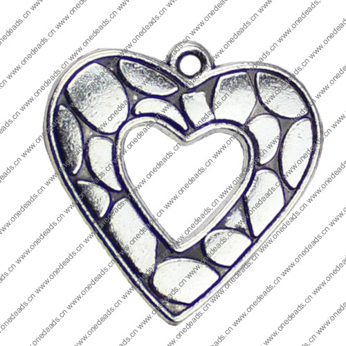 Pendant. Fashion Zinc Alloy jewelry findings.Heart 23x23mm. Sold by KG