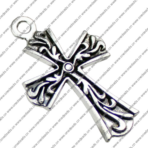 Pendant. Fashion Zinc Alloy jewelry findings.Cross 39x25mm. Sold by KG