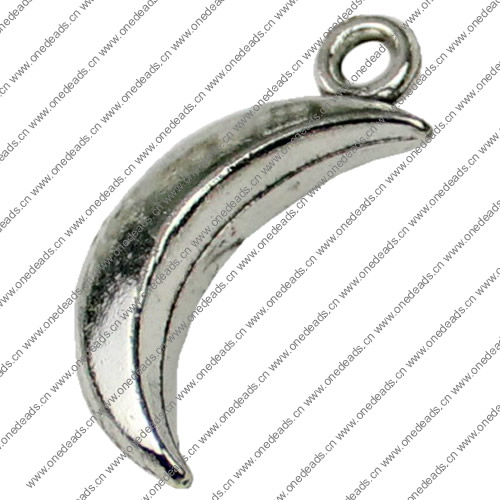 Pendant. Fashion Zinc Alloy jewelry findings. Moon 31x7mm. Sold by KG