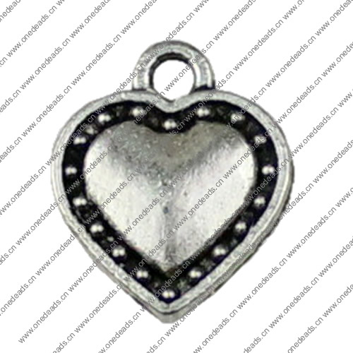 Pendant. Fashion Zinc Alloy jewelry findings.Heart  12x14mm. Sold by KG