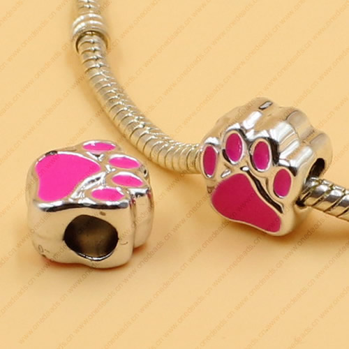 European Charm Beads Enamel Pink Fits European Charm Bracelets & Necklaces For DIY Jeweley 12x8mm Hole:Approx:5mm Sold By Bag