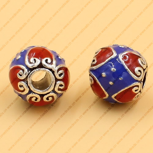 Enamel European Charm Beads Fits European Charm Bracelets & Necklaces For DIY Jewelry 12x12mm Hole:Approx:4mm Sold By Bag