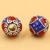Enamel European Charm Beads Fits European Charm Bracelets & Necklaces For DIY Jewelry 12x12mm Hole:Approx:4mm Sold By Bag
