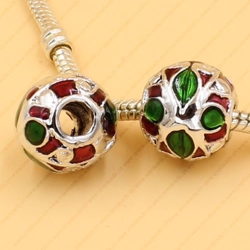 Enamel European Charm Beads Fits European Charm Bracelets & Necklaces For DIY Jewelry 13x12.5mm Hole:Approx:4mm Sold By Bag