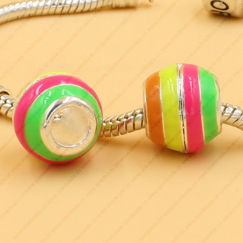 Enamel European Charm Beads Fits European Charm Bracelets & Necklaces For DIY Jewelry 13x10.5mm Hole:Approx:5mm Sold By Bag