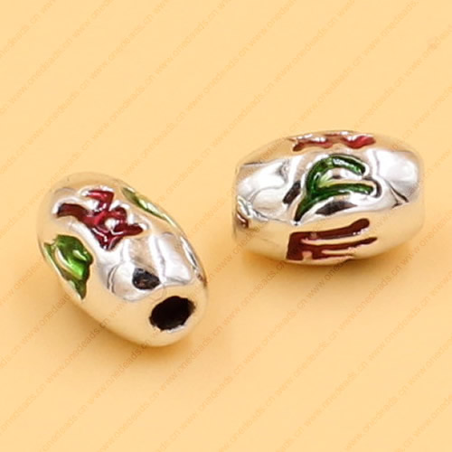 Enamel European Charm Beads Fits European Charm Bracelets & Necklaces For DIY Jewelry 10x7mm Hole:Approx:2mm Sold By Bag