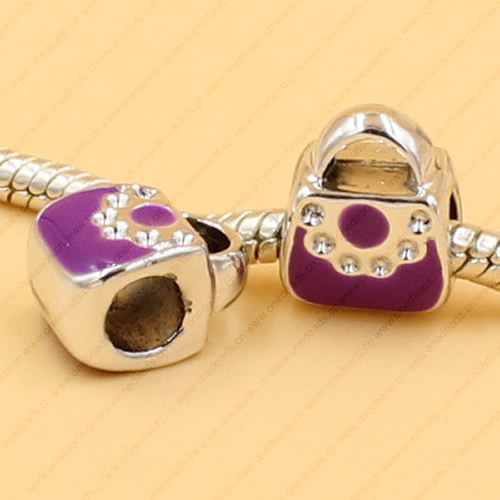 Enamel European Charm Beads Fits European Charm Bracelets & Necklaces For DIY Jewelry 11x9mm Hole:Approx:4mm Sold By Bag