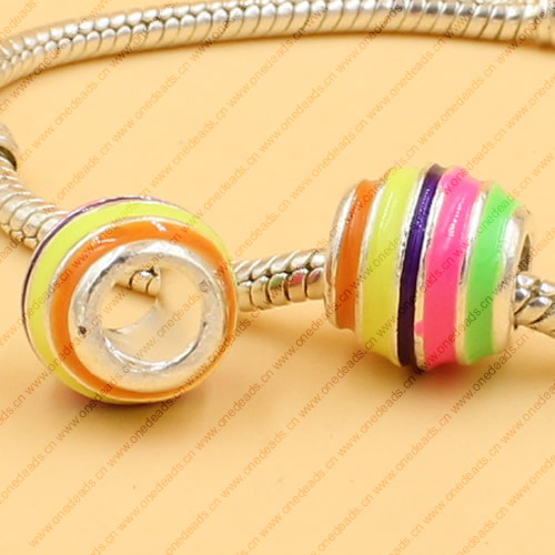 Enamel European Charm Beads Fits European Charm Bracelets & Necklaces For DIY Jewelry 10x11mm Hole:Approx:5mm Sold By Bag