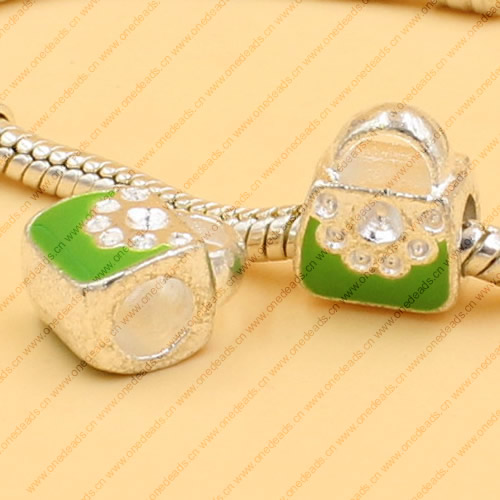 Enamel European Charm Beads Fits European Charm Bracelets & Necklaces For DIY Jewelry 11x9mm Hole:Approx:4mm Sold By Bag
