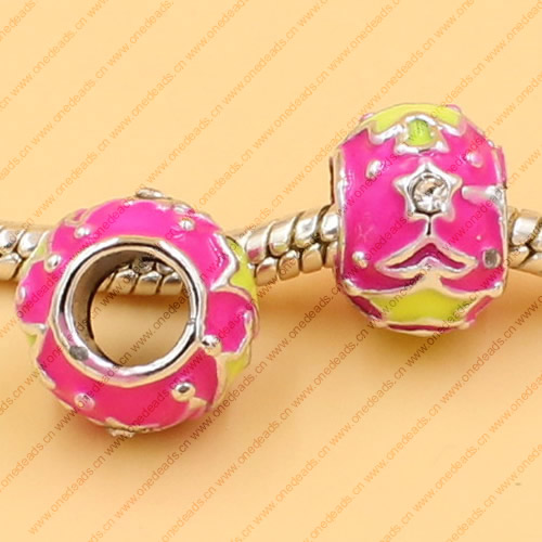 Enamel European Charm Beads Fits European Charm Bracelets & Necklaces For DIY Jewelry 11x8mm Hole:Approx:5mm Sold By Bag