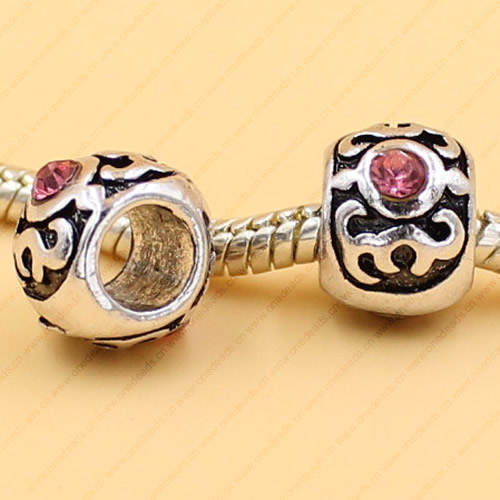 Rhinestone European Charm Beads Fits European  Bracelets & Necklaces For DIY Jewelry 8x9mm Hole:Approx:5mm Sold By Bag