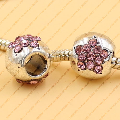 Rhinestone European Charm Beads Fits European Bracelets & Necklaces For DIY Jewelry 12x10mm Hole:Approx:5mm Sold By Bag
