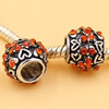 Rhinestone European Charm Beads Fits European Bracelets & Necklaces For DIY Jewelry 10x9mm Hole:Approx:5mm Sold By Bag
